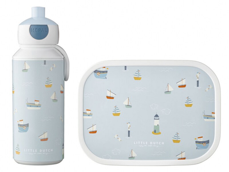 Little Dutch Svačinový set láhev 400 ml + box Námořnický záliv 