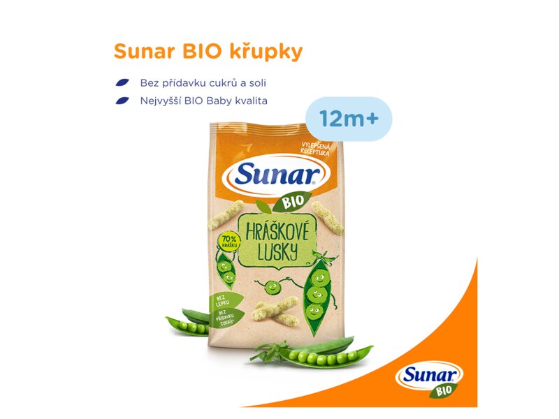 Sunar BIO dětské křupky hráškové lusky 45 g