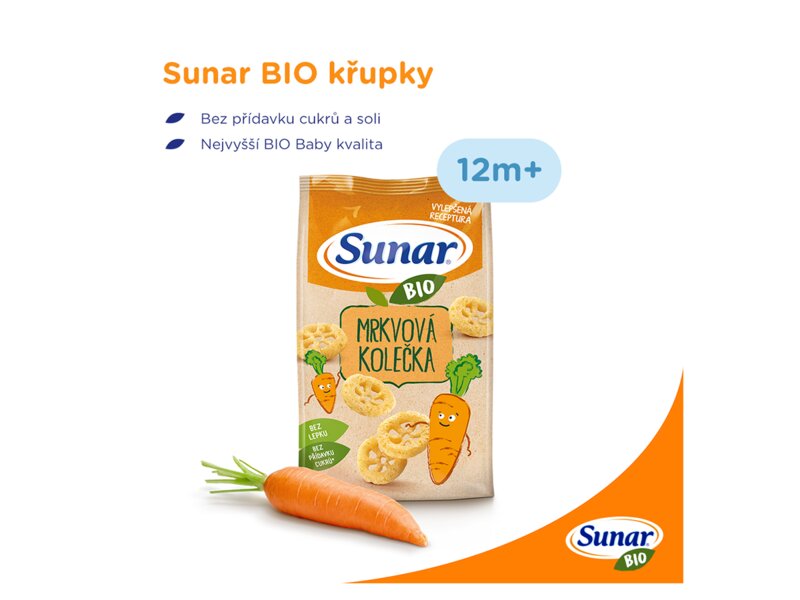 Sunar BIO dětské křupky mrkvová kolečka 45 g 