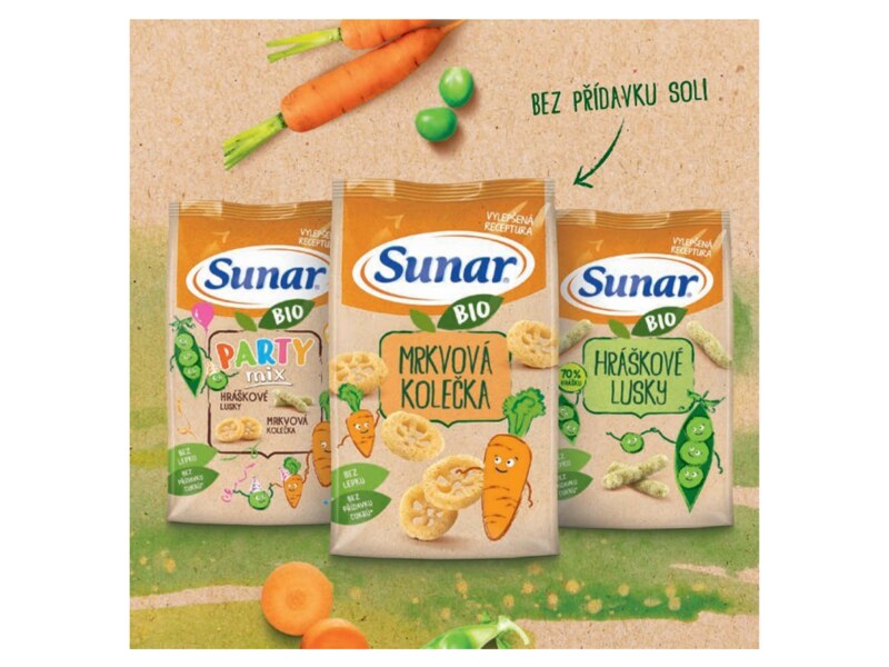 Sunar BIO dětské křupky mrkvová kolečka 45 g 