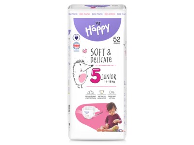 Bella Baby Happy Soft&Delicate Junior vel. 5 (11-18 kg) big pack 52 ks Bella Baby Happy Soft&Delicate Junior vel. 5 (11-18 kg) big pack 52 ks