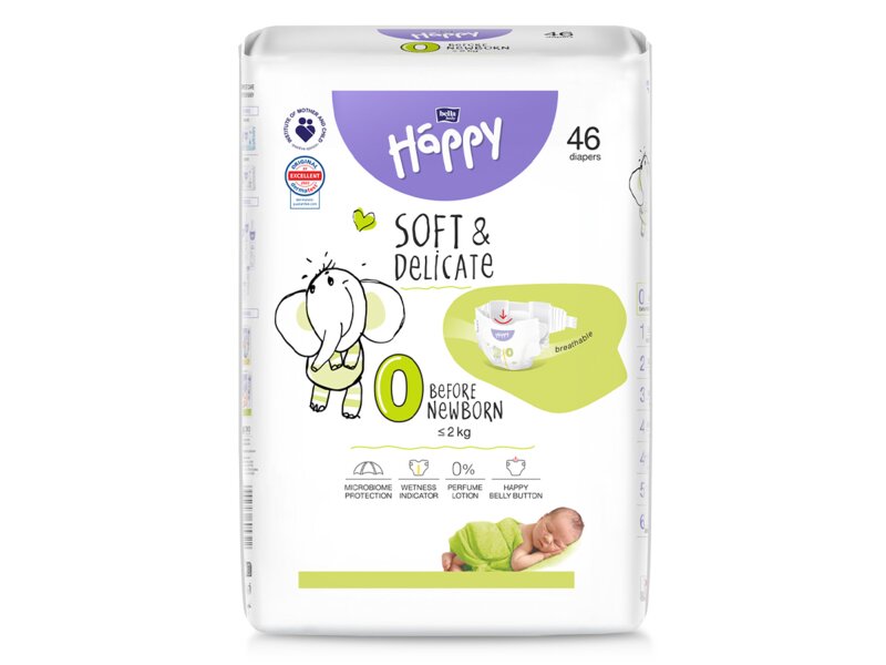 Bella Baby Happy Soft&Delicate Before Newborn vel. 0 (≤2 kg) 46 ks