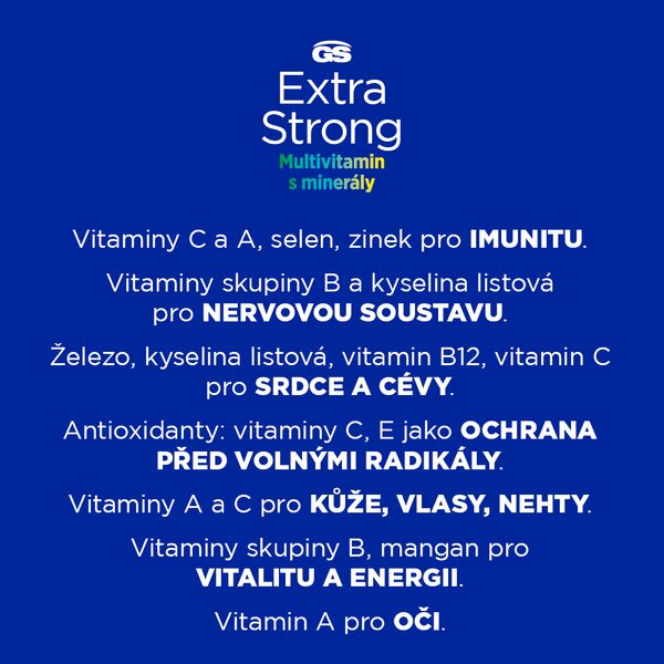 GS Extra Strong Multivitamin a minerál s příchutí pomeranče 20 + 5 šumivých tablet GS Extra Strong Multivitamin a minerál s příchutí pomeranče 20 + 5 šumivých tablet