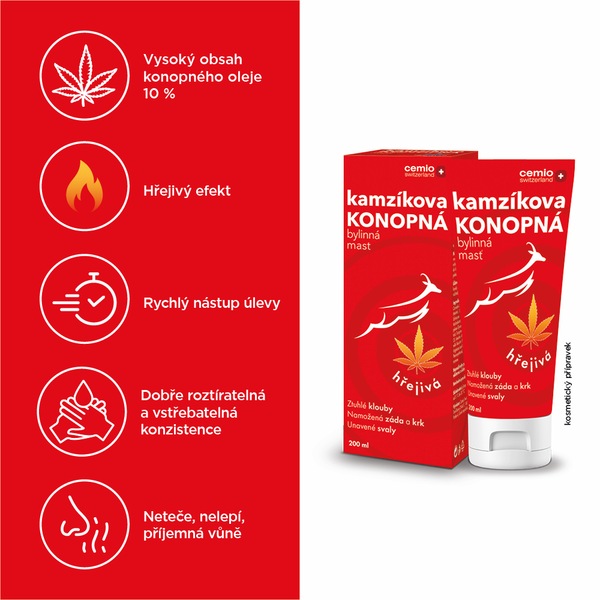 Cemio Kamzíkova konopná mast hřejivá 200 ml Cemio Kamzíkova konopná mast hřejivá 200 ml