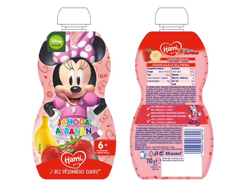 Hami kapsička Minnie s jahodou a banánem 110 g
