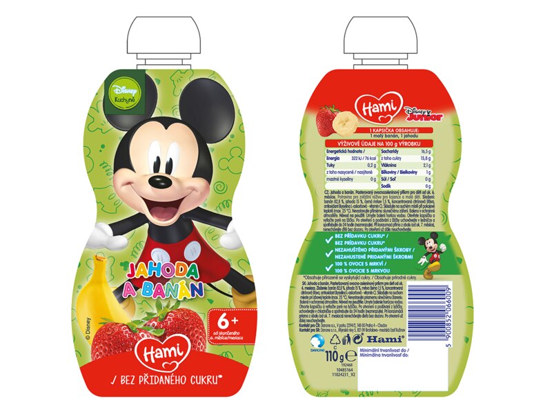 Hami kapsička Mickey s jahodou a banánem 110 g