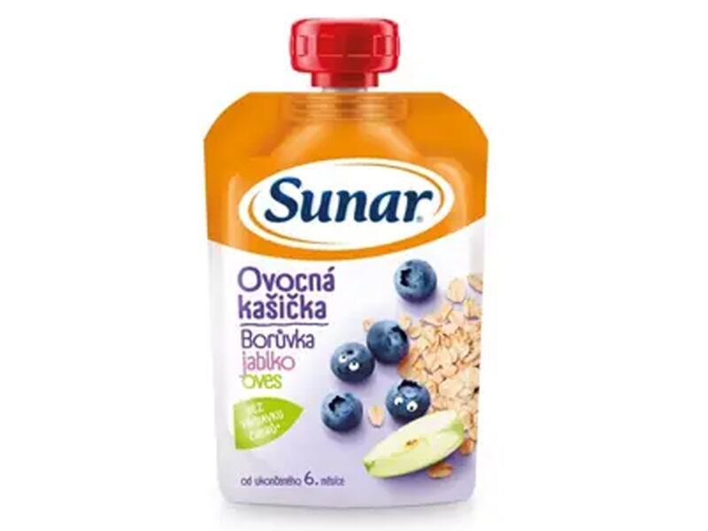 Sunar ovocná kašička s borůvkou, jablkem a ovesnými vločkami 120 g