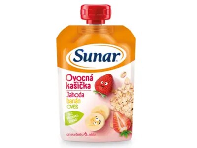 Sunar ovocná kašička s jahodou, banánem a ovesnými vločkami 120 g