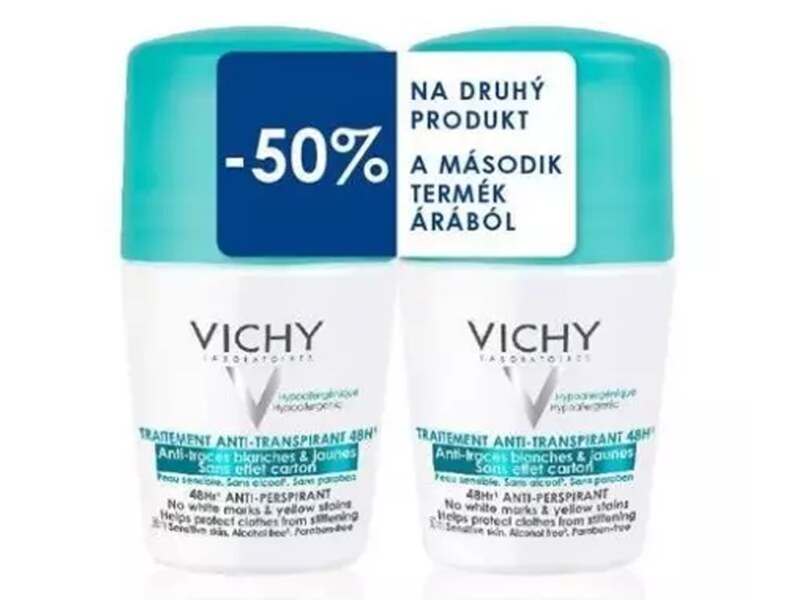 Vichy Deo Roll-on Deodorant proti skvrnám 2x50 ml Vichy Deo Roll-on Deodorant proti skvrnám 2x50 ml