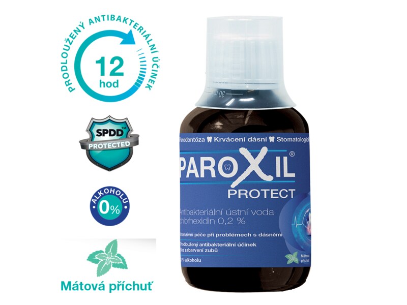 Paroxil Protect antibakteriální ústní voda s chlorhexidinem 0,2 % 250 ml Paroxil Protect antibakteriální ústní voda s chlorhexidinem 0,2 % 250 ml