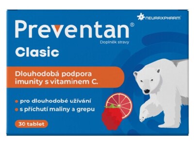 Preventan Clasic s příchutí maliny a grepu 30 tablet
