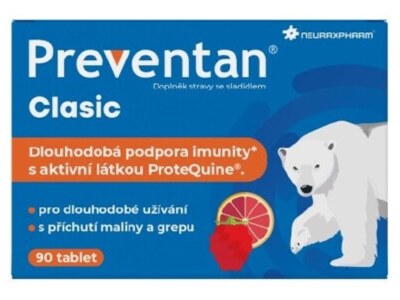 Preventan Clasic s příchutí maliny a grepu 90 tablet