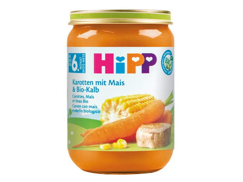 Hipp Mrkev s kukuřicí a telecím masem 190 g