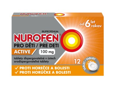 Nurofen pro děti Active 100 mg 12 tablet dispergovatelných v ústech Nurofen pro děti Active 100 mg 12 tablet dispergovatelných v ústech