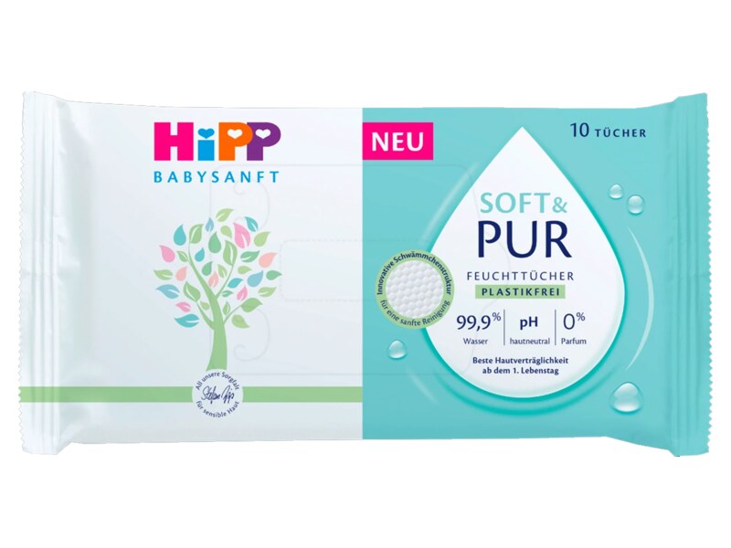 Hipp Babysanft Soft a Pur vlhčené ubrousky 10 ks