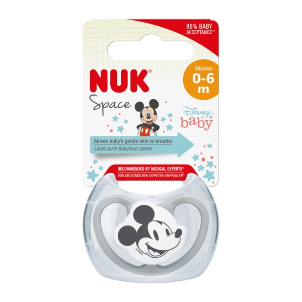 NUK Space Disney Mickey dudlík silikonový do 6 měsíců 1 ks
