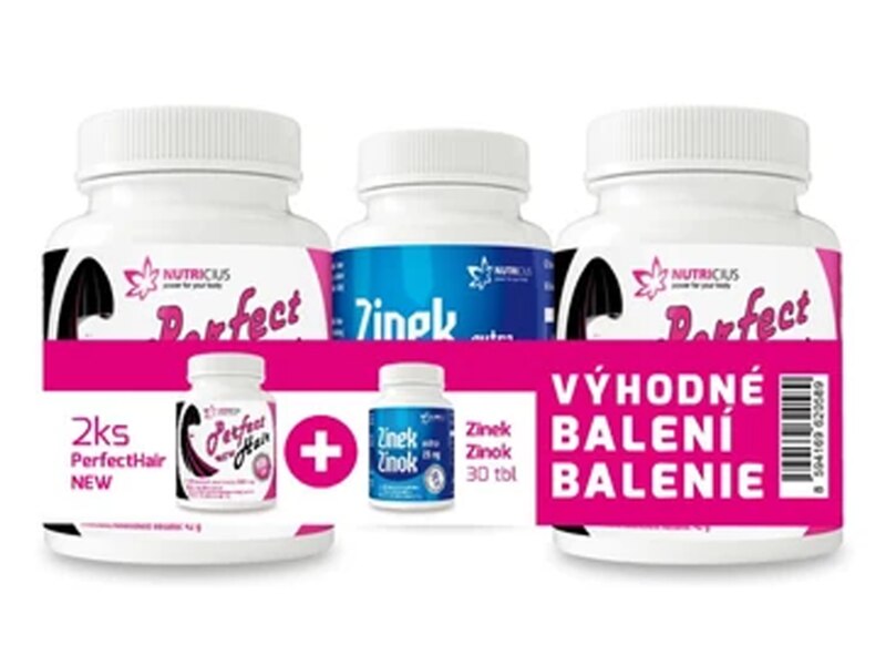 Nutricius Perfect HAIR New methionin 500 mg 200 tablet + Zinek 30 tablet Nutricius Perfect HAIR New methionin 500 mg 200 tablet + Zinek 30 tablet