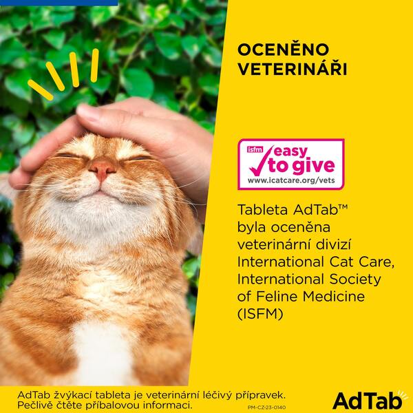 AdTab Žvýkací tablety proti blechám a klíšťatům kočky 12 mg (0,5-2 kg) 1 ks