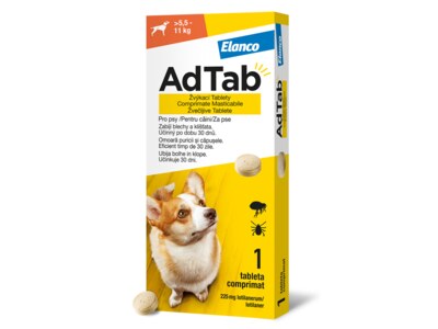 AdTab Žvýkací tablety proti blechám a klíšťatům psi 225 mg (5,5-11 kg) 1 ks