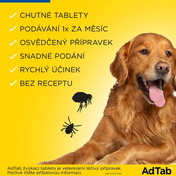 AdTab Žvýkací tablety proti blechám a klíšťatům psi 450 mg (11-22 kg) 1 ks