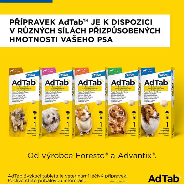 AdTab Žvýkací tablety proti blechám a klíšťatům psi 450 mg (11-22 kg) 1 ks
