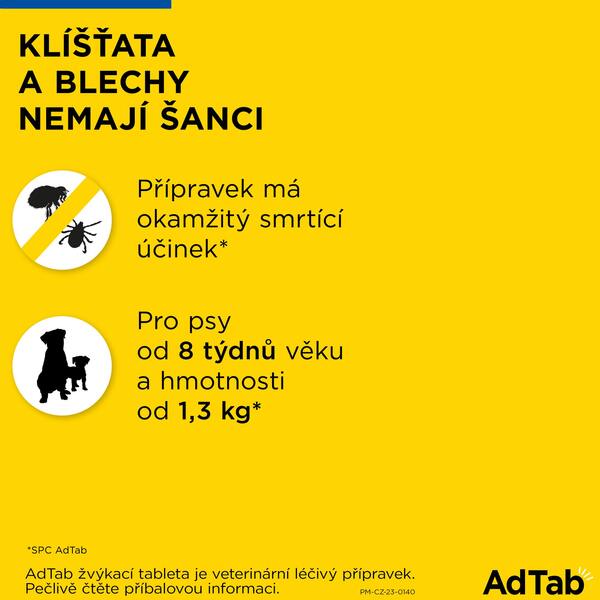 AdTab Žvýkací tablety proti blechám a klíšťatům psi 450 mg (11-22 kg) 1 ks