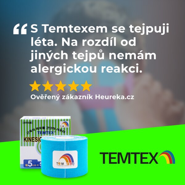 Temtex Kinesio Tape tejpovací páska modrá 5 cm x 5 m