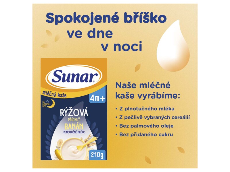 Sunar mléčná kaše na dobrou noc rýžová s příchutí banánu 210 g