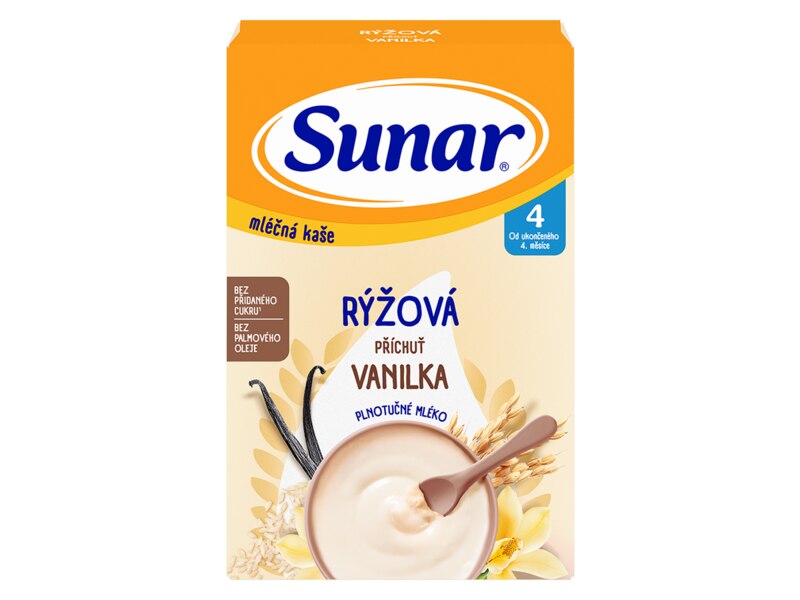 Sunar mléčná kaše rýžová s příchutí vanilky 210 g