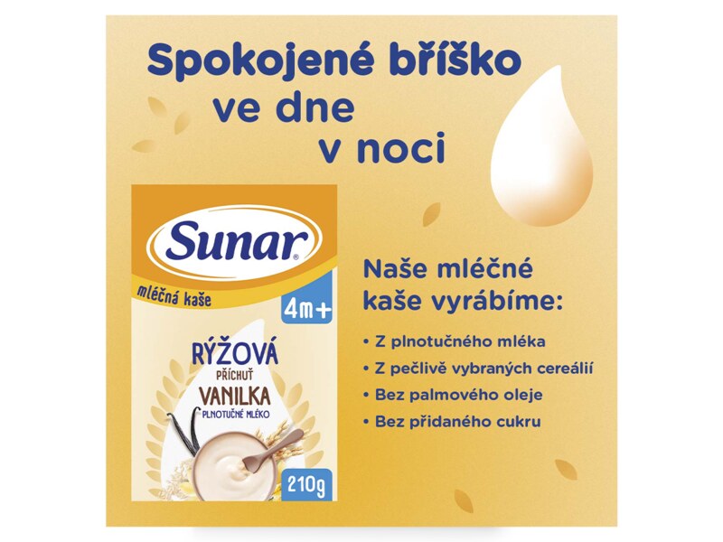 Sunar mléčná kaše rýžová s příchutí vanilky 210 g