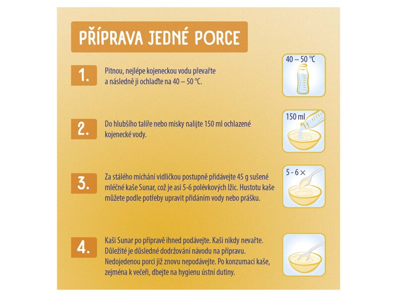 Sunar mléčná kaše 8 cereálií s příchutí švestky a jablka 210 g