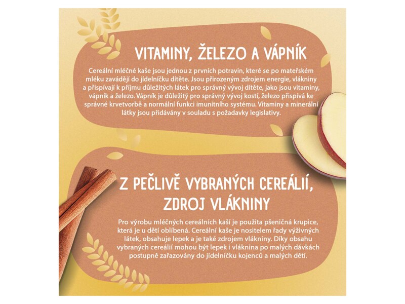 Sunar mléčná kaše na dobrou noc krupicová s příchutí skořice a jablka 210 g