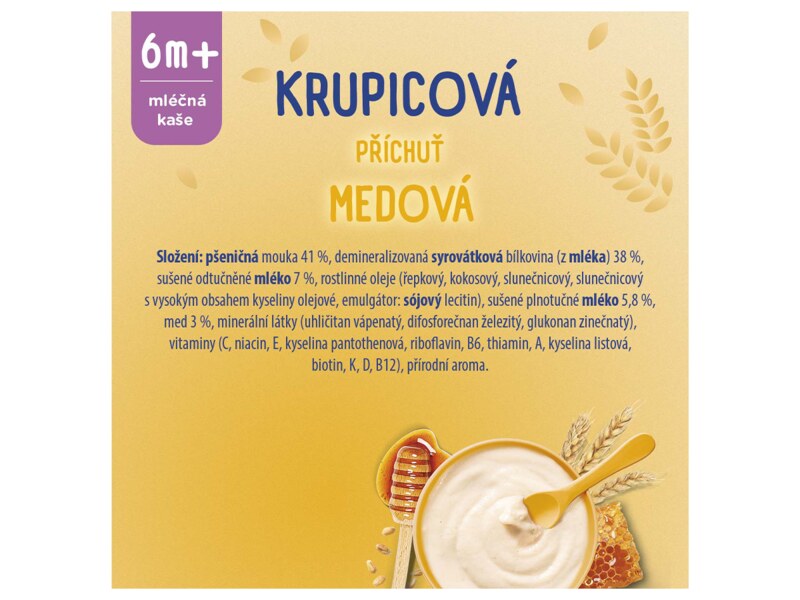 Sunar mléčná kaše na dobrou noc krupicová s příchutí medu 210 g