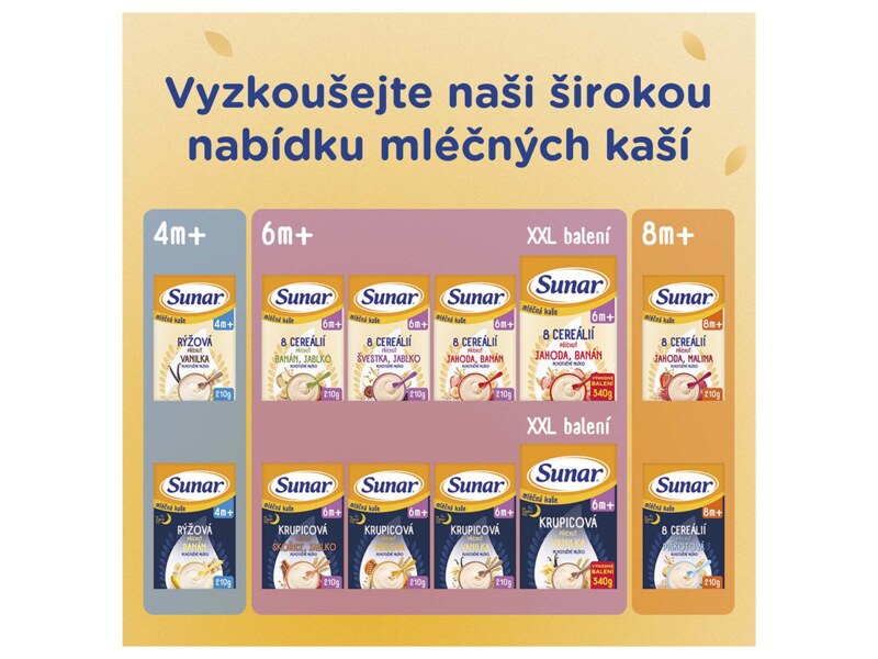 Sunar mléčná kaše na dobrou noc krupicová s příchutí medu 210 g