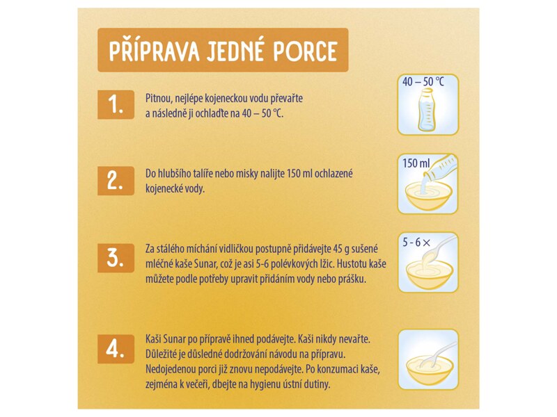 Sunar mléčná kaše na dobrou noc krupicová s příchutí medu 210 g