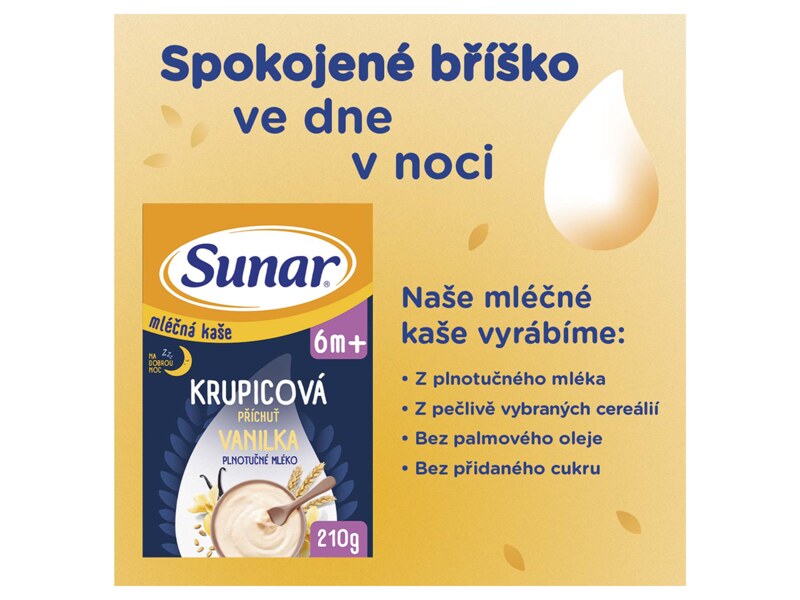 Sunar mléčná kaše na dobrou noc krupicová s příchutí vanilky 210 g