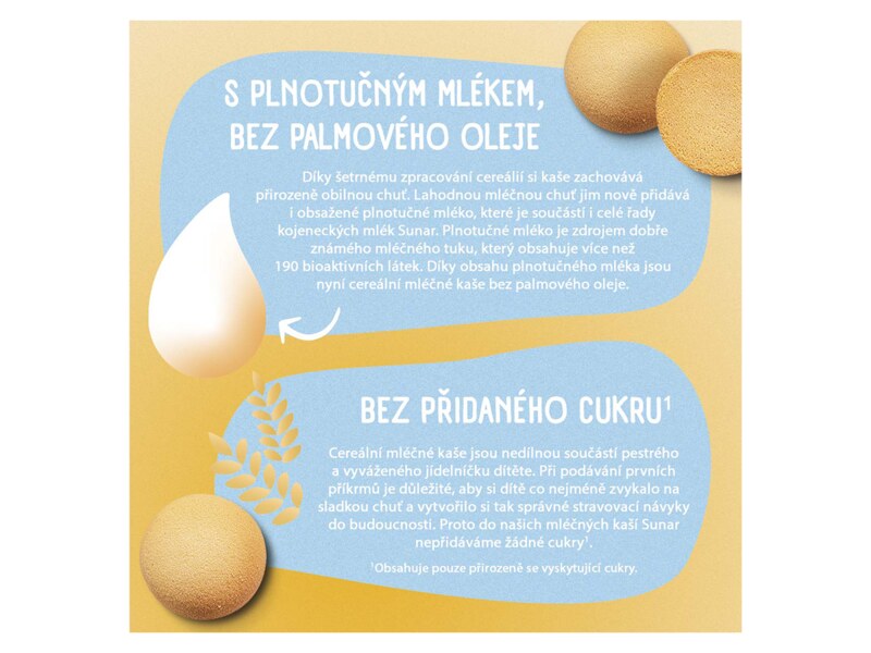Sunar mléčná kaše 8 cereálií na dobrou noc s příchutí piškotu 210 g