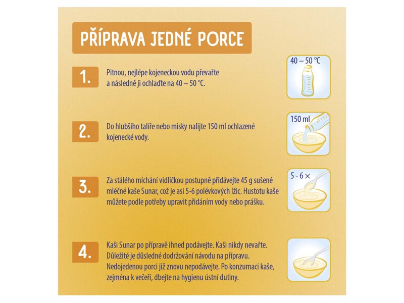 Sunar mléčná kaše 8 cereálií s příchutí jahody a banánu 340 g