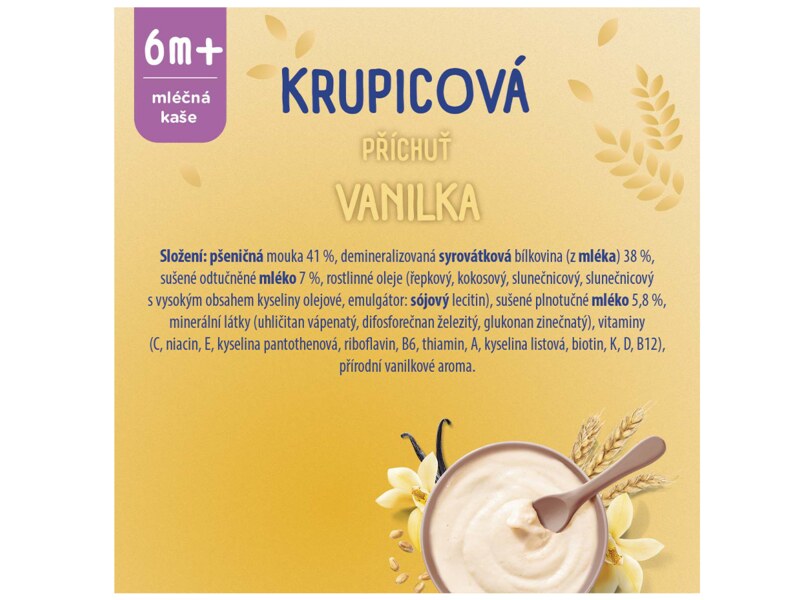 Sunar mléčná kaše na dobrou noc krupicová s příchutí vanilky 340 g