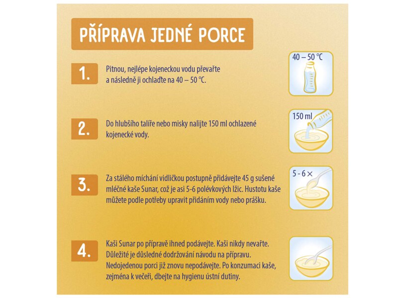 Sunar mléčná kaše na dobrou noc krupicová s příchutí vanilky 340 g