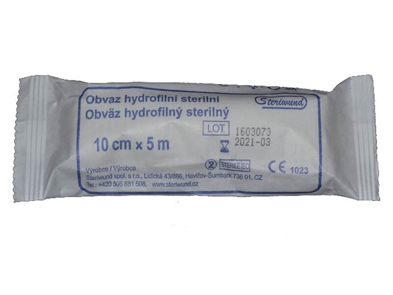 Steriwund Obinadlo hydrofilní pletené sterilní 10 cm x 5 m 1 ks