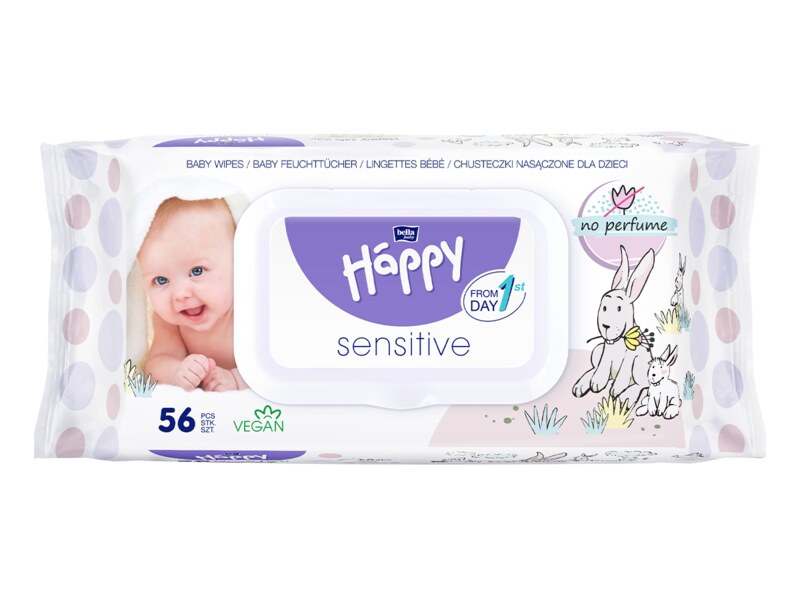 Bella Baby Happy Sensitive vlhčené ubrousky 56 ks Bella Baby Happy Sensitive vlhčené ubrousky 56 ks