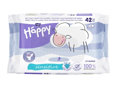 Bella Baby Happy Sensitive dětský vlhčený toaletní papír 42 ks
