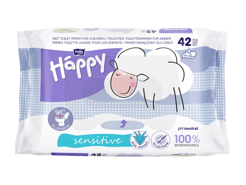 Bella Baby Happy Sensitive dětský vlhčený toaletní papír 42 ks