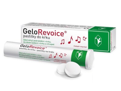 GeloRevoice pastilky do krku s příchutí třešně a mentolu 20 ks