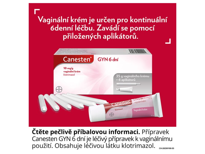 Canesten GYN 6 dní 10 mg/g vaginální krém 35 g + aplikátory