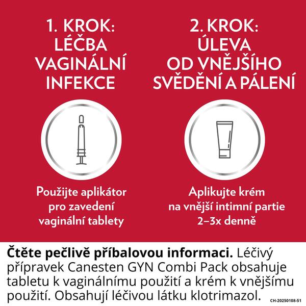 Canesten GYN Combi Pack vaginální tableta 500 mg+ 10 mg/g krém 20 g