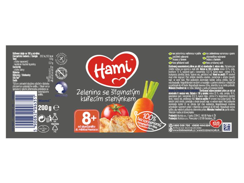 Hami příkrm Zelenina se šťavnatým kuřecím stehýnkem 200 g