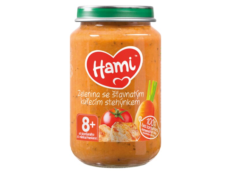 Hami příkrm Zelenina se šťavnatým kuřecím stehýnkem 200 g