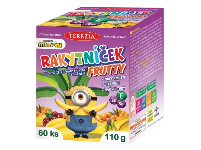 Rakytníček Frutty ovocné želé + živé kultury Mimoni banán 60 ks